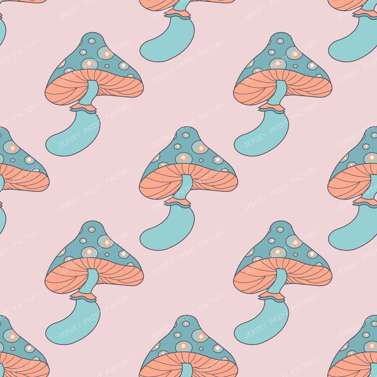 Blue Mushrooms, Pattern Of Mushrooms, Spotted Mushrooms — Pink