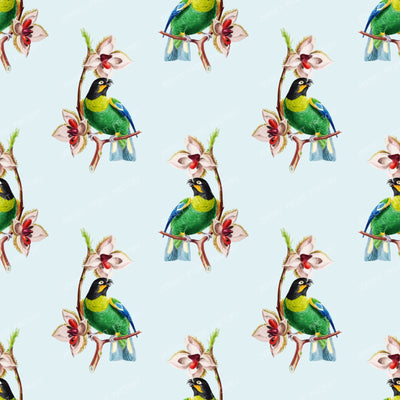 Pattern Of Parrots, Barraband's Parrot, Orange-cheeked Parrot — Blue
