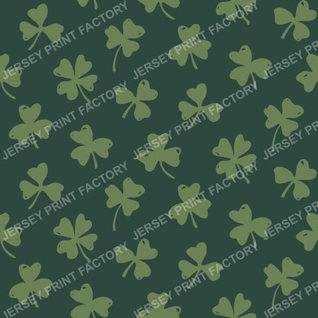 Rustic Boho Clover Pattern with Lucky Four Leaf Clover. Dark green.
