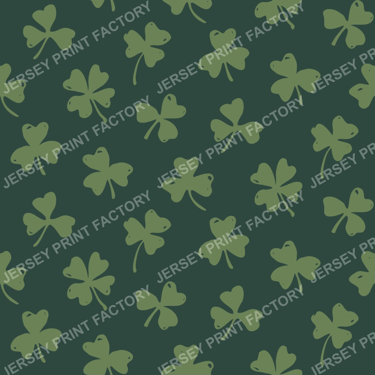 Rustic Boho Clover Pattern with Lucky Four Leaf Clover. Dark green.