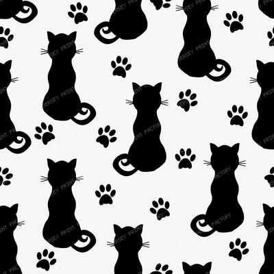 Pattern Of Cats, Black Cats, Cat Silhouette, Kitty, Paws