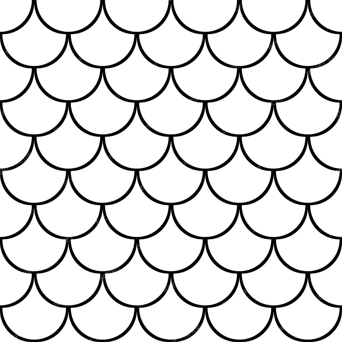 Blue Mermaid Scales, Fish Scales, Dragon Scales, Arch Pattern — Black and White 1