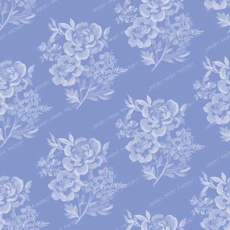 Etta - Watercolour Floral  Bunches   Dusky Blue — Periwinkle Blue