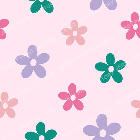 Simple pastel flowers on soft pink