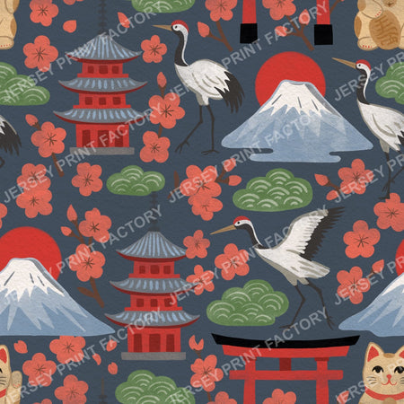 Springtime Japan in Traditional Colours on Grey