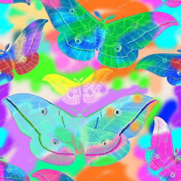 Rainbow Butterflies Vibrant Maximalist Pattern