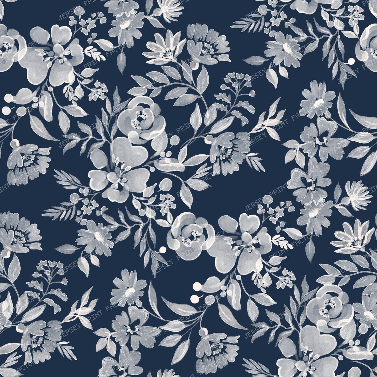 Bella   Watercolour Tonal Floral   Beige — Navy