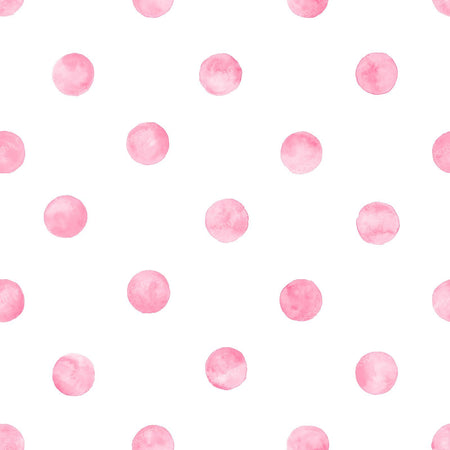 Polka dot pink watercolor seamless pattern. Abstract watercolour color circles on white background
