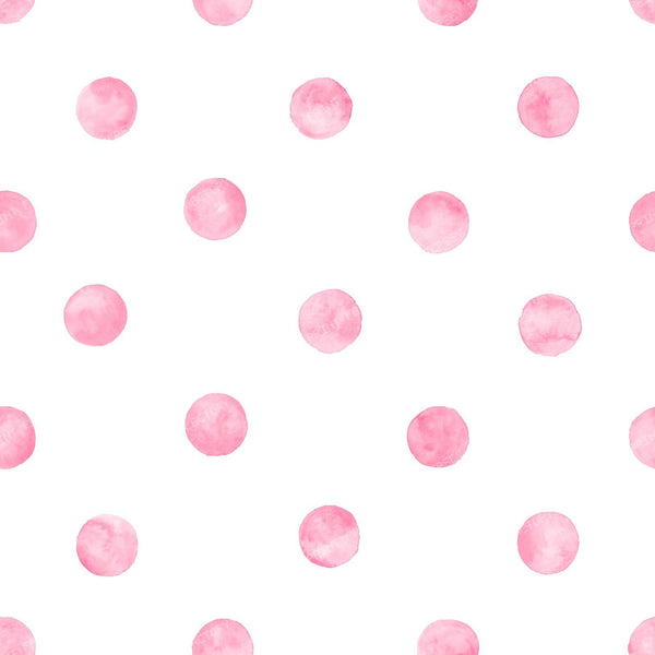 Polka dot pink watercolor seamless pattern. Abstract watercolour color circles on white background