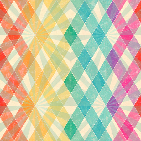 2026 PJP 100 — 17 Ombre Harlequin Diamond Lattice Starburst - Sunset Rainbow Pastel