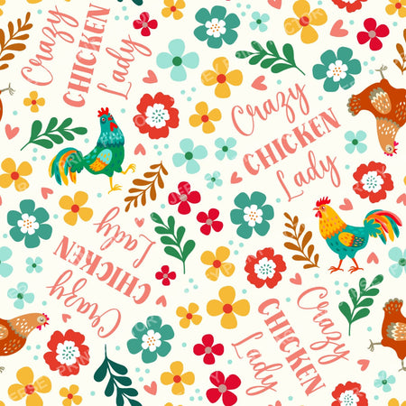 Crazy Chicken Lady Floral On Ivory