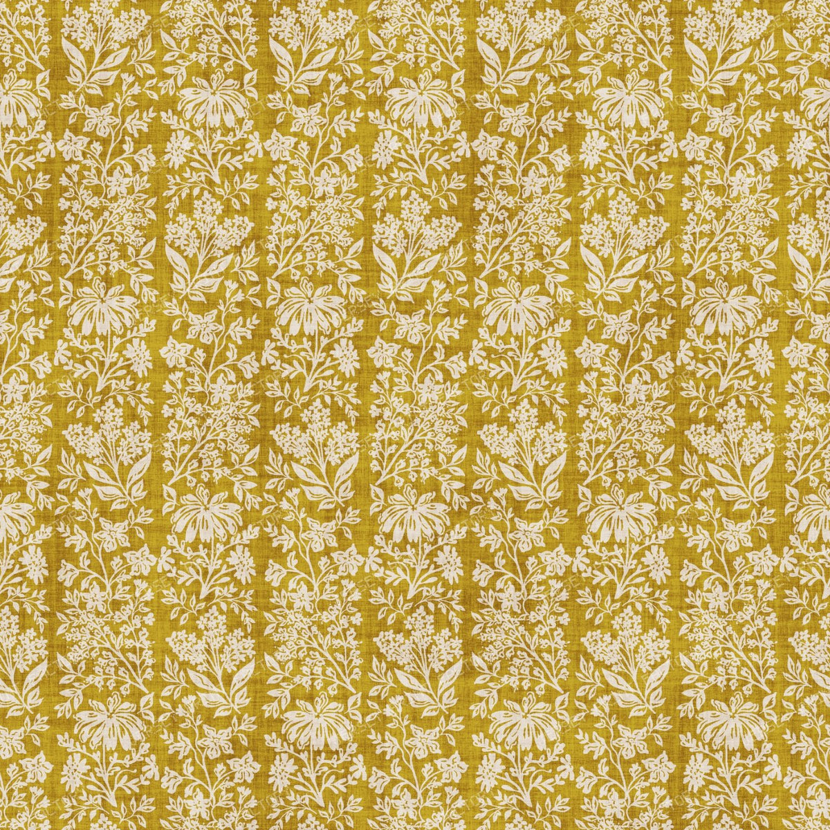 Sara - Stamped Floral - Green — Mustard Yellow