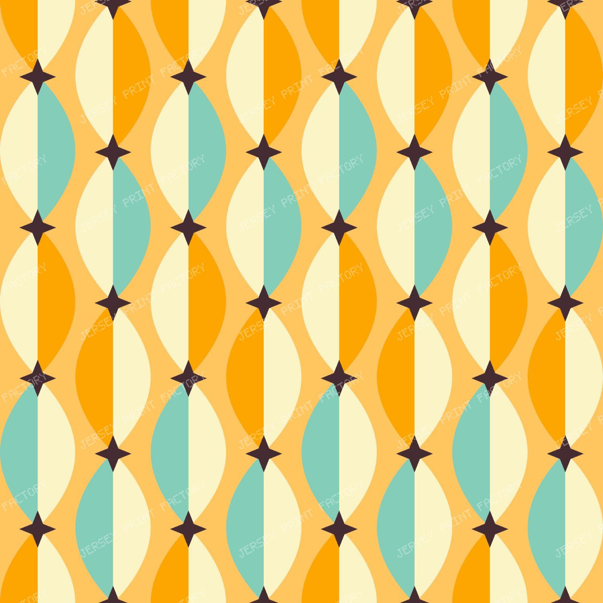 Retro Almonds and Stars Duotone Lattice Orange Sherbet
