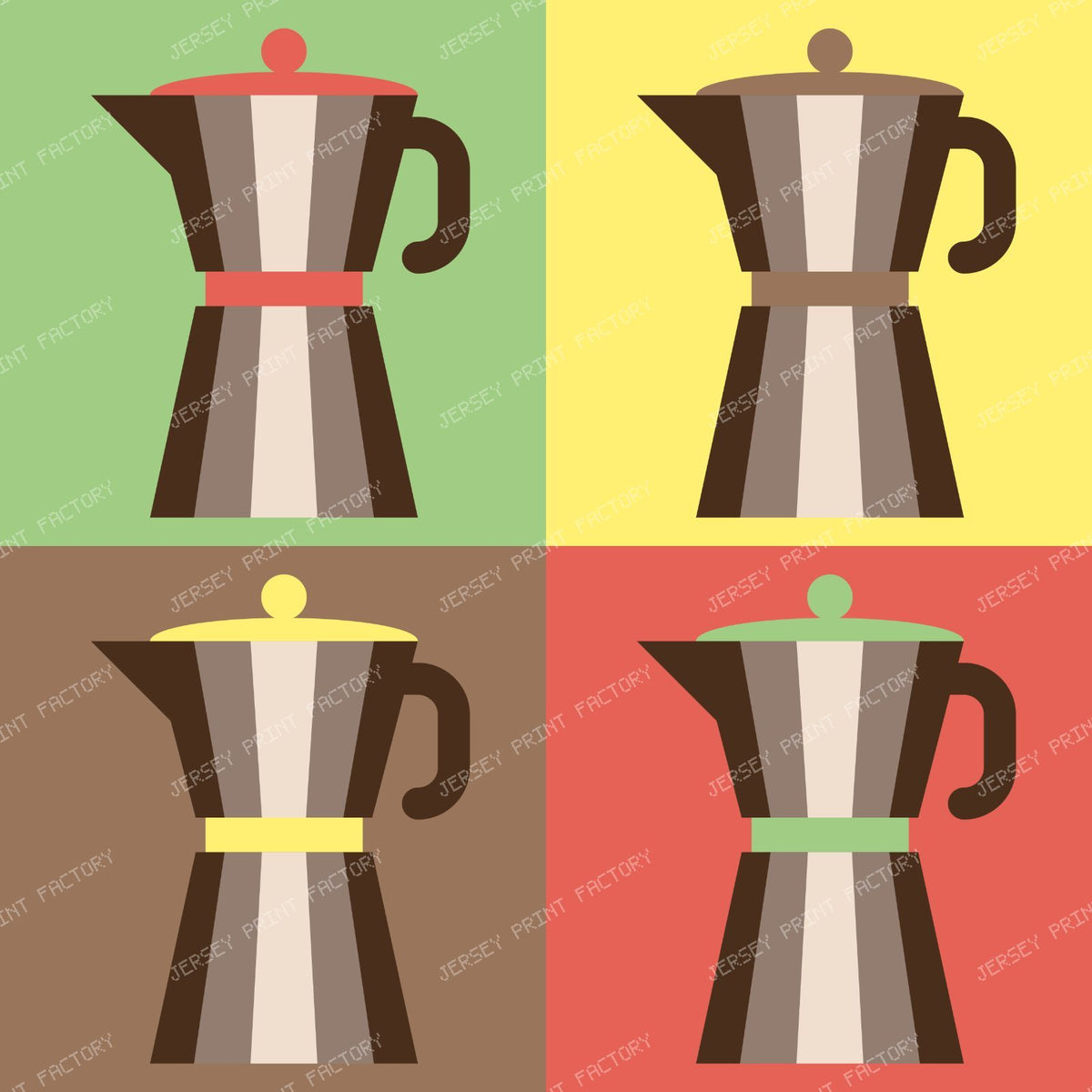 Coffee Pot, Moka Pot, Pop Art, Colorful Squares — Colorful 7
