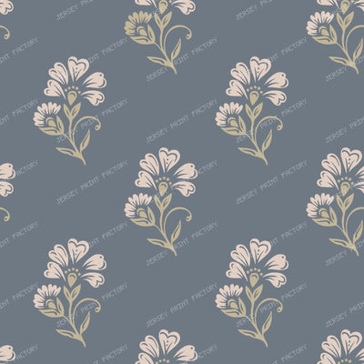 Beatrice   3 Colour Block Print Floral   Slate Gray