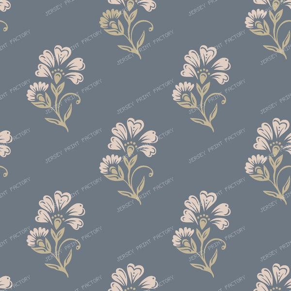 Beatrice   3 Colour Block Print Floral   Slate Gray