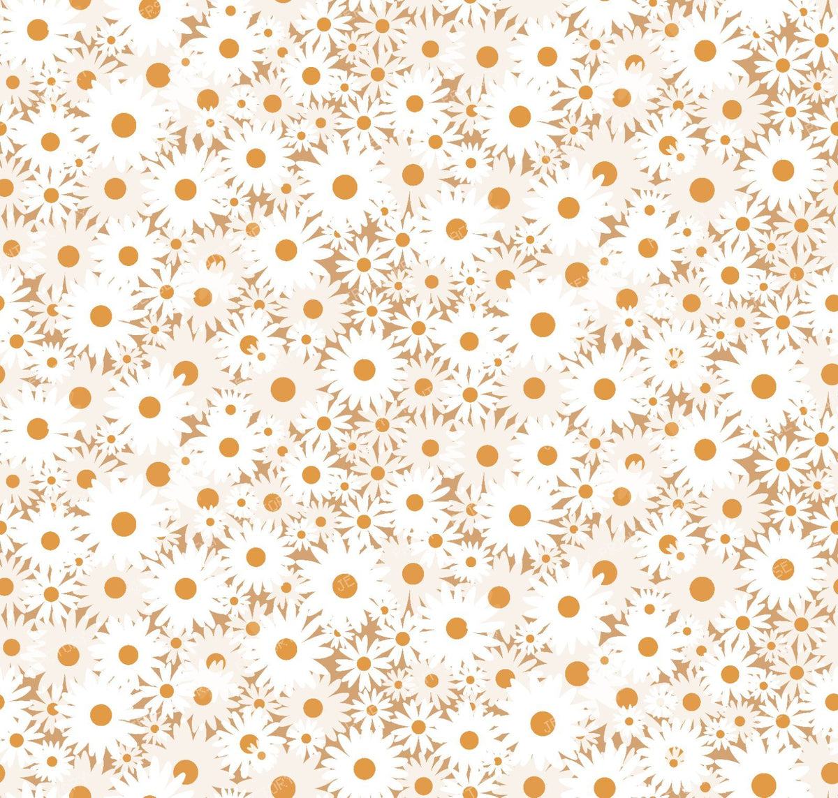 Sweet Daisy Fields Seamless Floral Pattern - Warm Mustard
