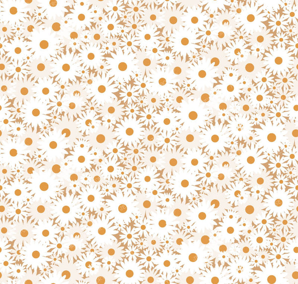 Sweet Daisy Fields Seamless Floral Pattern - Warm Mustard