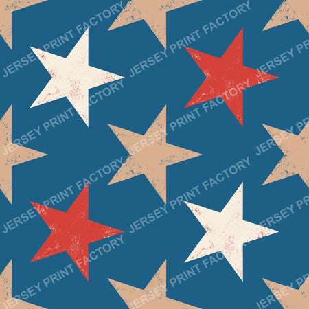 Retro Patriotic Stars Pattern. Vintage Americana Star pattern. Blue