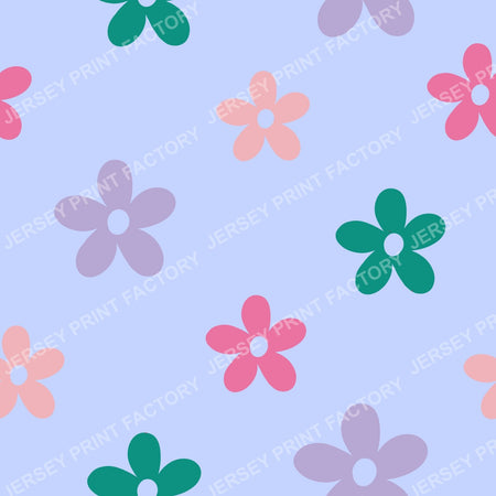 Simple pastel flowers on pastel blue