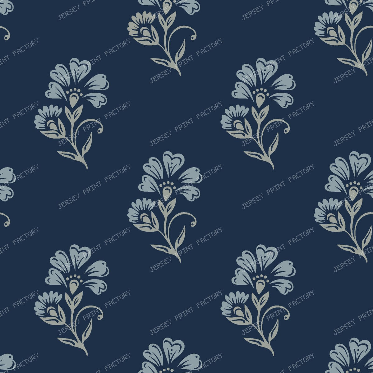 Beatrice   3 Colour Block Print Floral   Navy