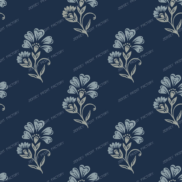 Beatrice   3 Colour Block Print Floral   Navy