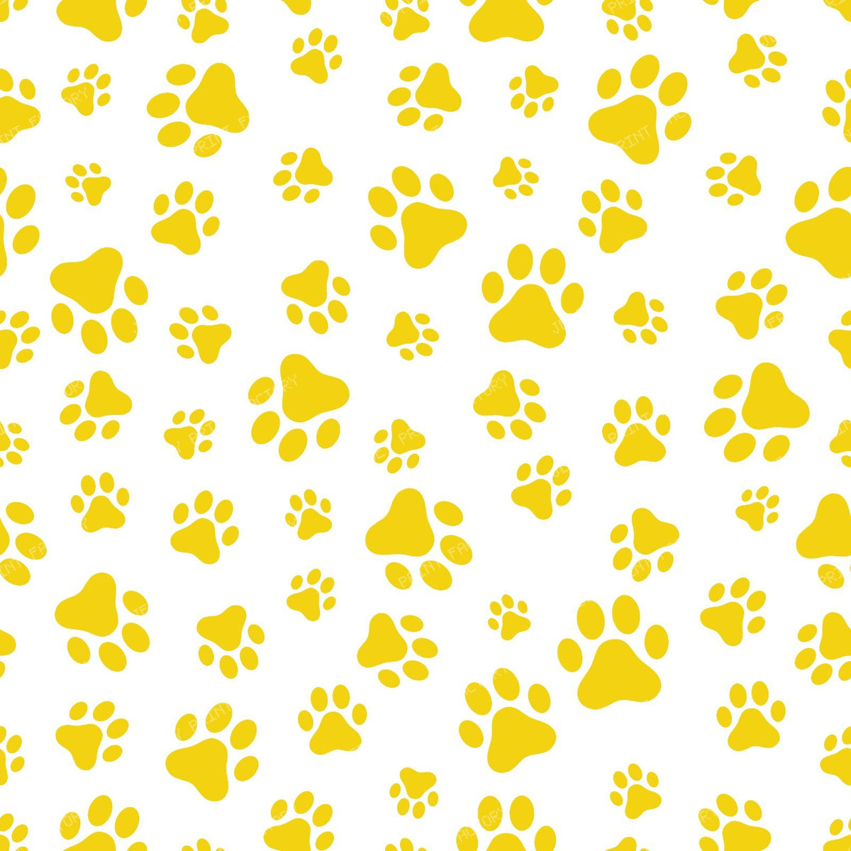 Pattern Of Paws, Dog Paws, Black and White — Yellow 1