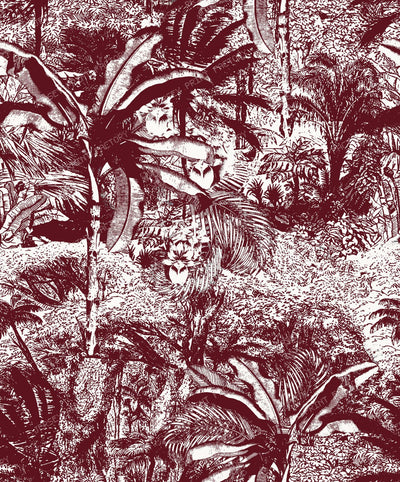 Luxury Burgundy Red and Cream Vintage Damask Forest Pattern