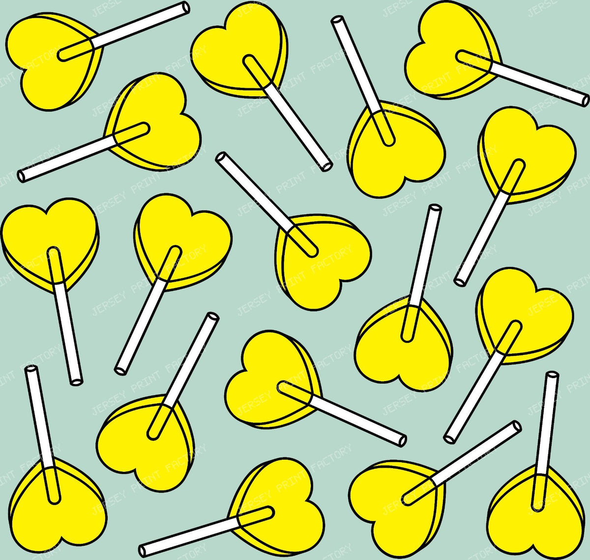 Blue Lollipops, Heart Lollipops, Lollipop Pattern — Yellow 3