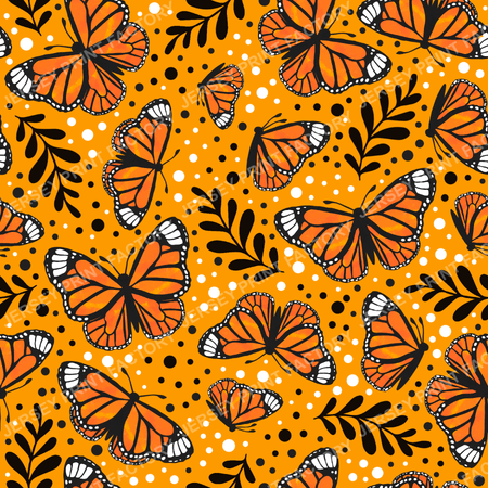 Orange Monarch Butterfly Floral in Marigold