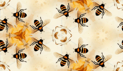 Abstract Rocky Mountain Wildflower and Bee Watercolor Fabric Printing