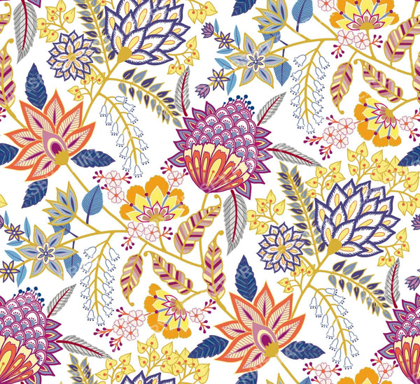 Modern Contemporary Chintz Floral White