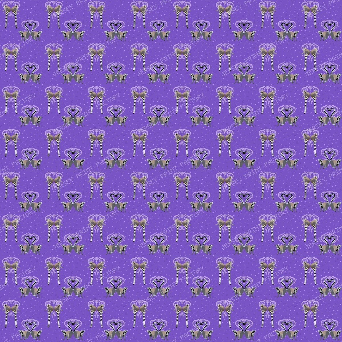 Lemurs in Love on Violet Purple