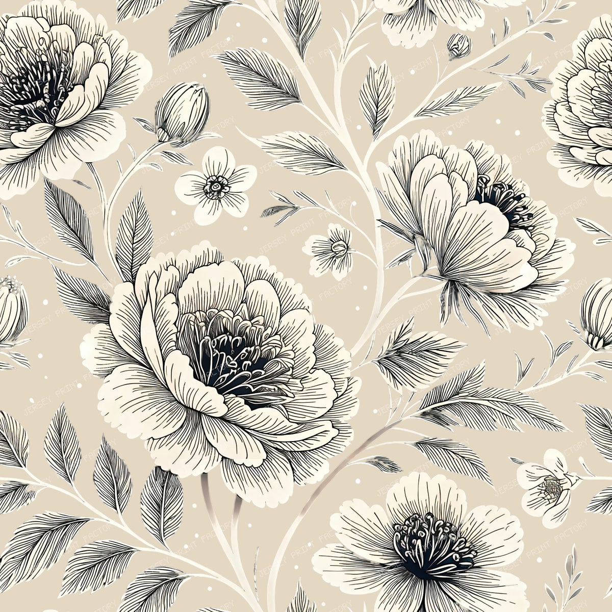 XL Sand Color And Beige Flowers
