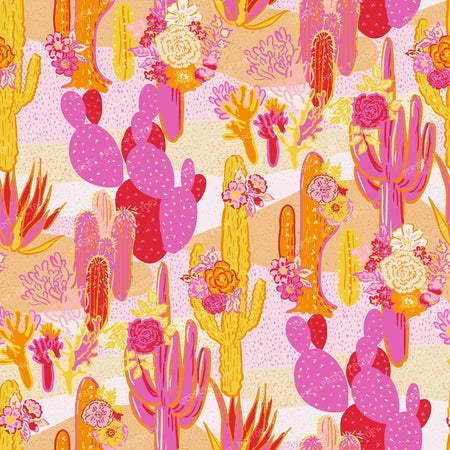 Desert Bloom — Flowering Cactus Print in Pink & Coral