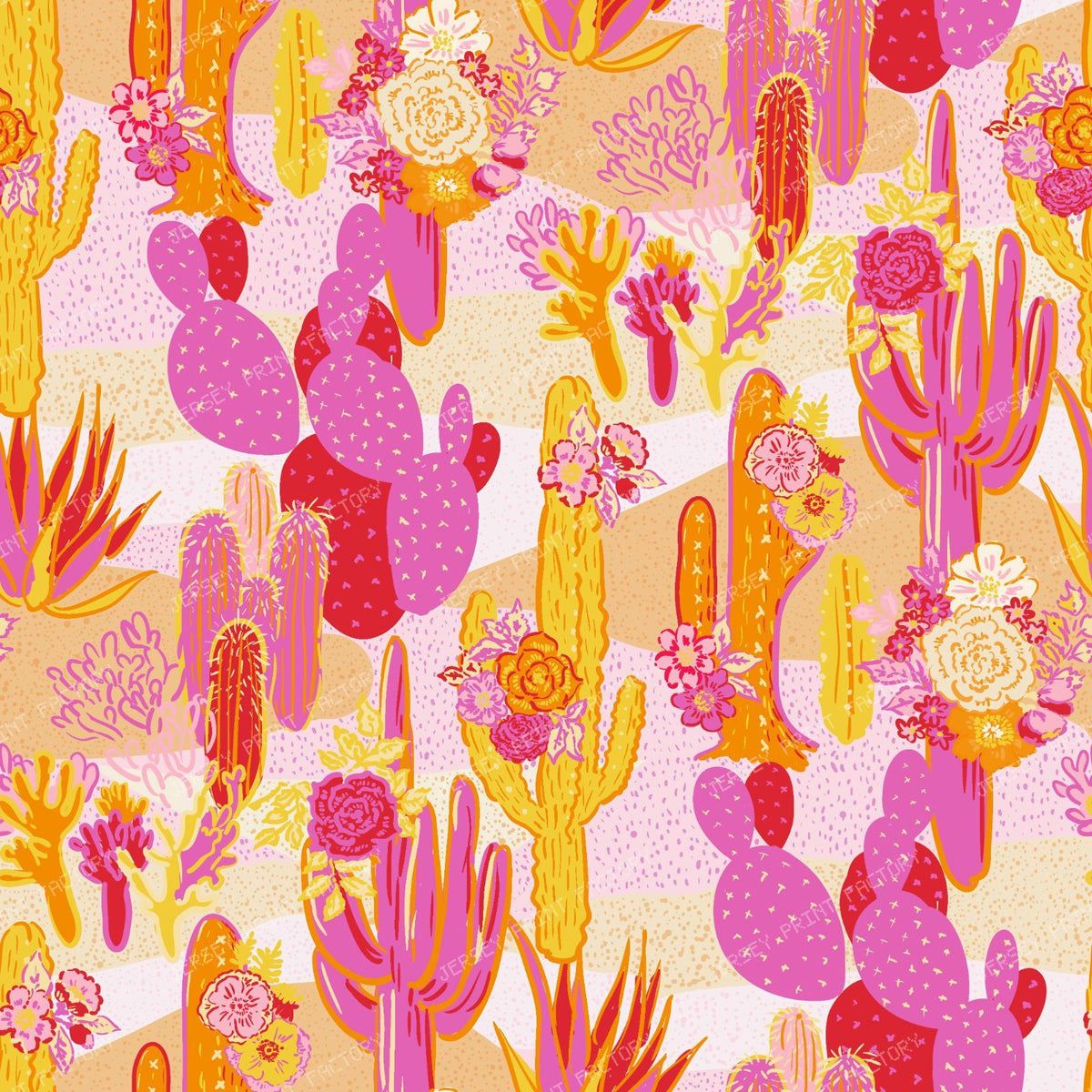 Desert Bloom — Flowering Cactus Print in Pink & Coral