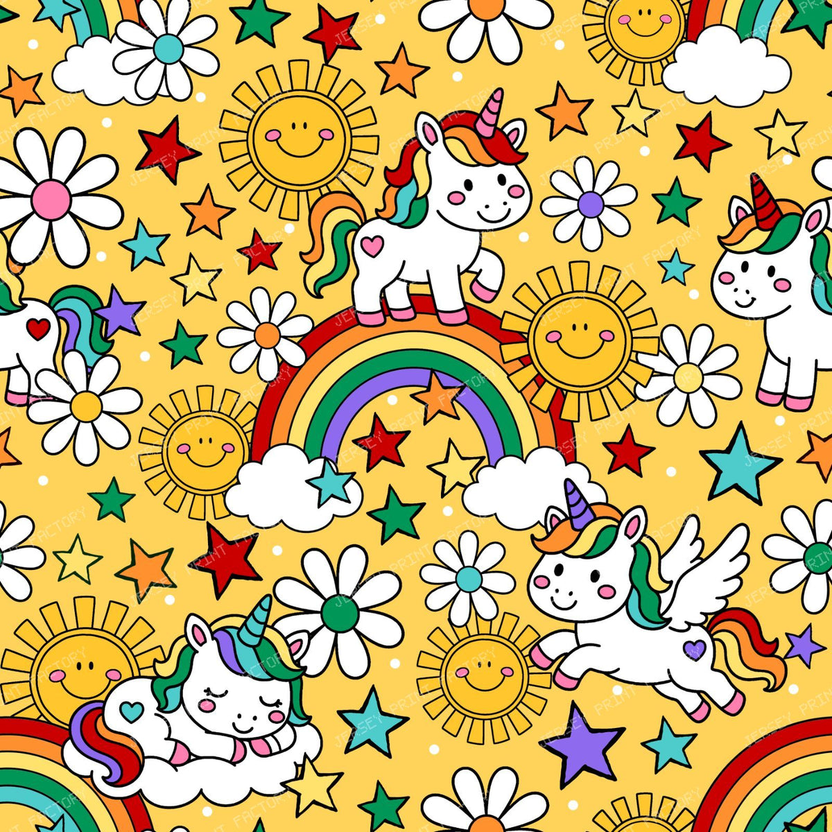Unicorns Sunshine and Rainbows in Yellow