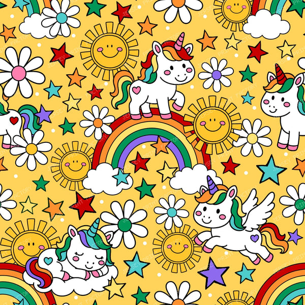 Unicorns Sunshine and Rainbows in Yellow