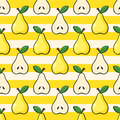 Yellow Pear Pattern on Striped Background