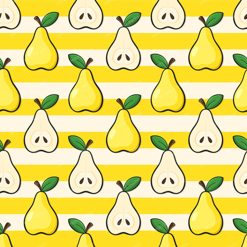 Yellow Pear Pattern on Striped Background