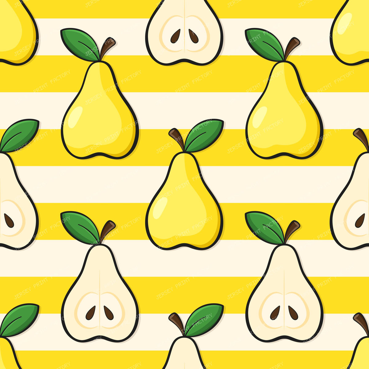 Yellow Pear Pattern on Striped Background