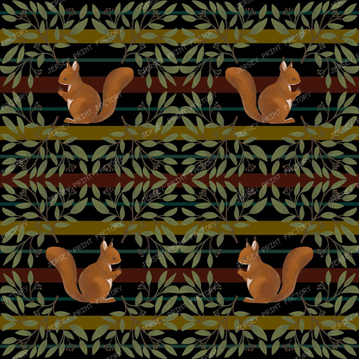 Squirrels and Stripes Black