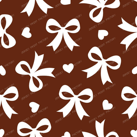 Bow Pattern, Coquette Bow, Ribbon, Cute Bow, White Bow, Hearts, Black — Brown 3