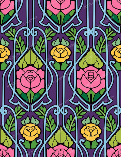 Purple Art Nouveau Roses