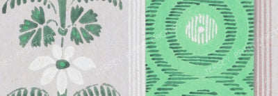 Stripes of circles and flowers in Arsenic green