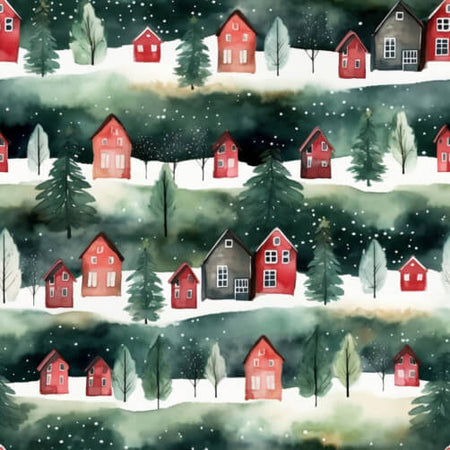Winter Village Watercolor Magic