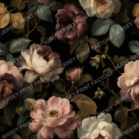 Rose Garden on Dark Background