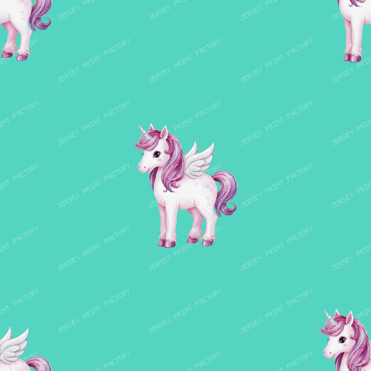 Flying unicorn on turquoise