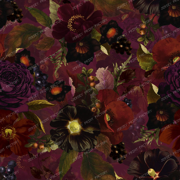 A Grandmillennial Midnight Garden with Vintage Baroque Romance and Mystery — Dark Burgundy