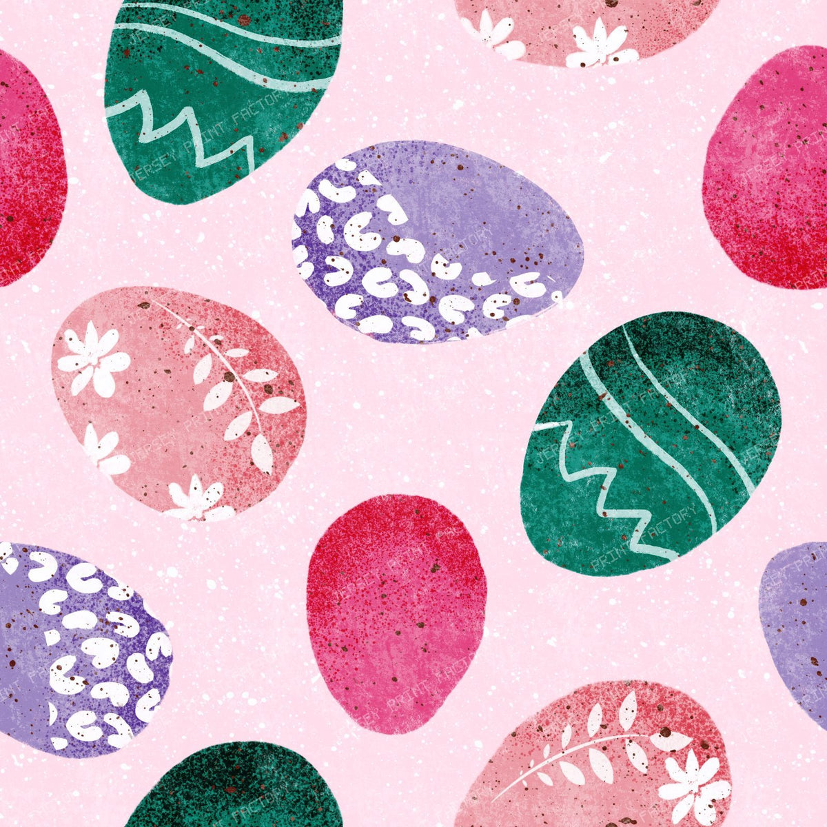 Patterned Easter Eggs in Bright Primary Colours Red Blue Yellow on Cream — Pastel pinks on pink